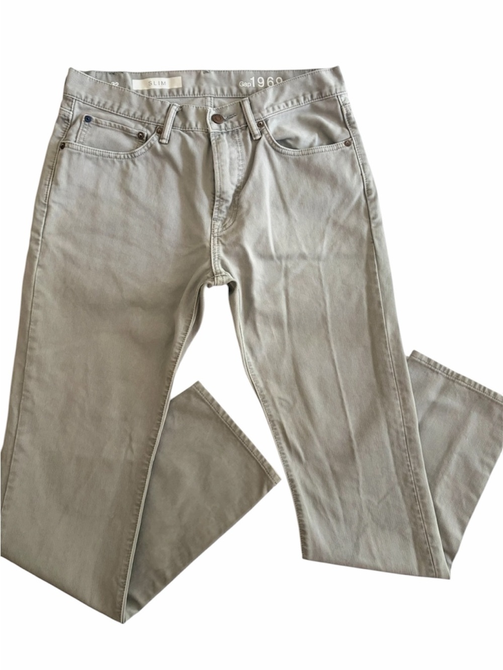 Gap 1969 Retro “70’s” Slim Corduroy Jeans Gray Taupe 100% Cotton (32x32)